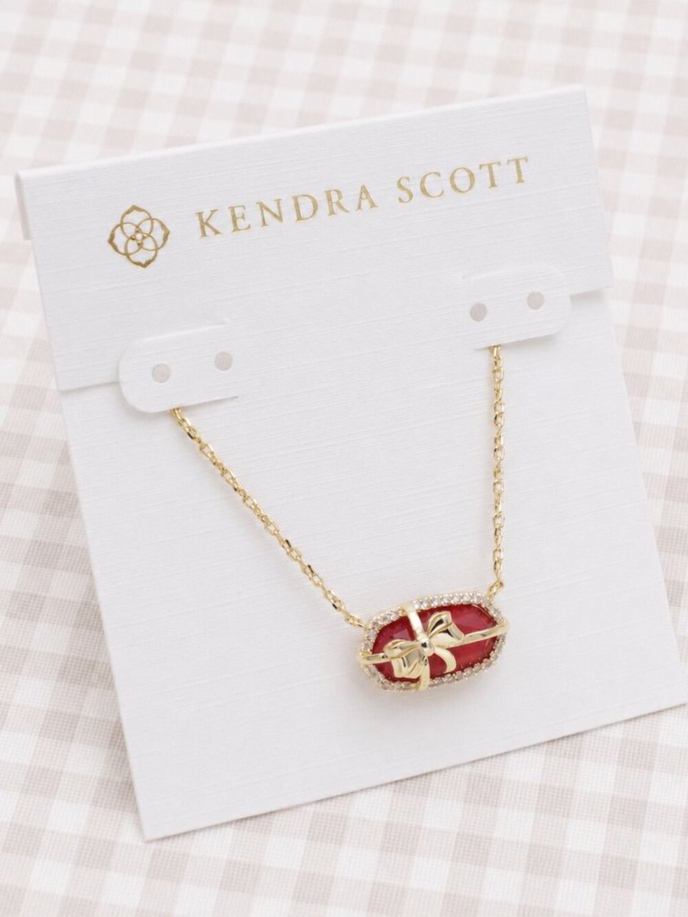 Kendra Scott Elisa Bow Gold Necklace - Dark Burgundy